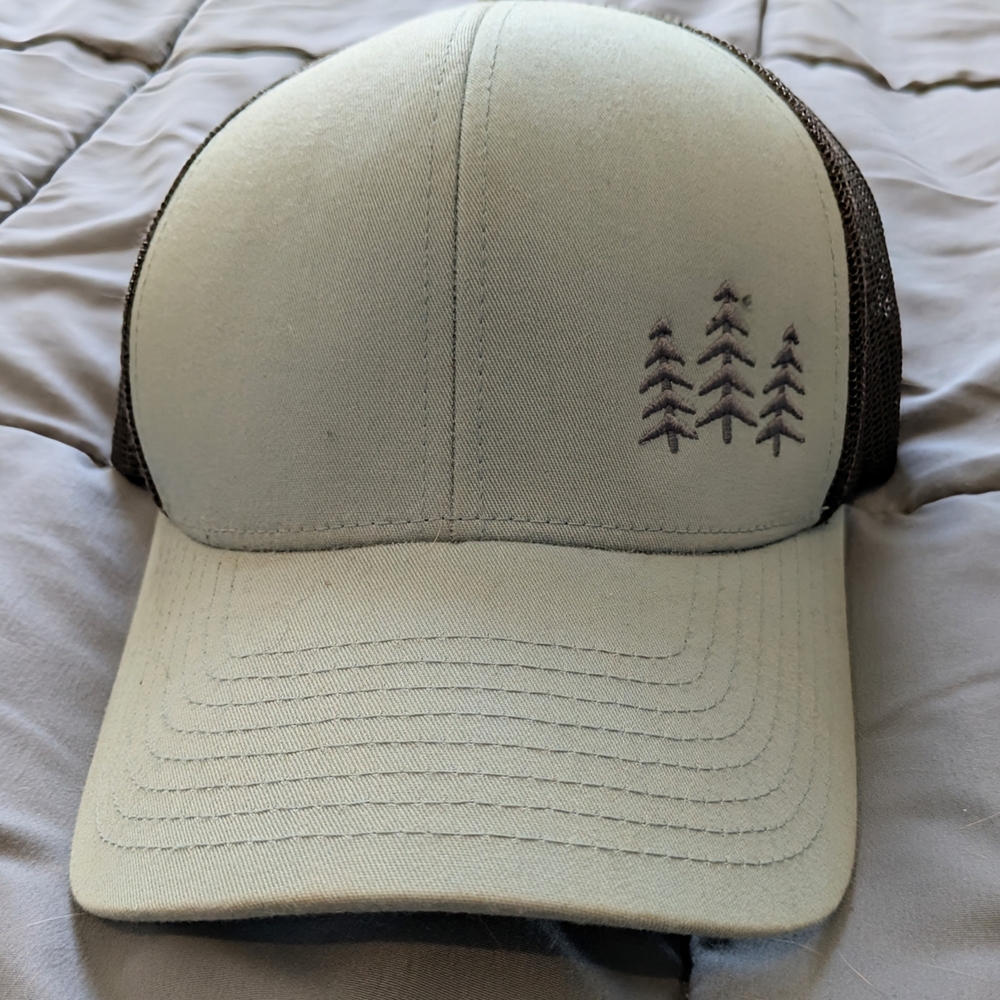 Teal/Grey Pacific Trail Trucker Hat with Tree Embroidery